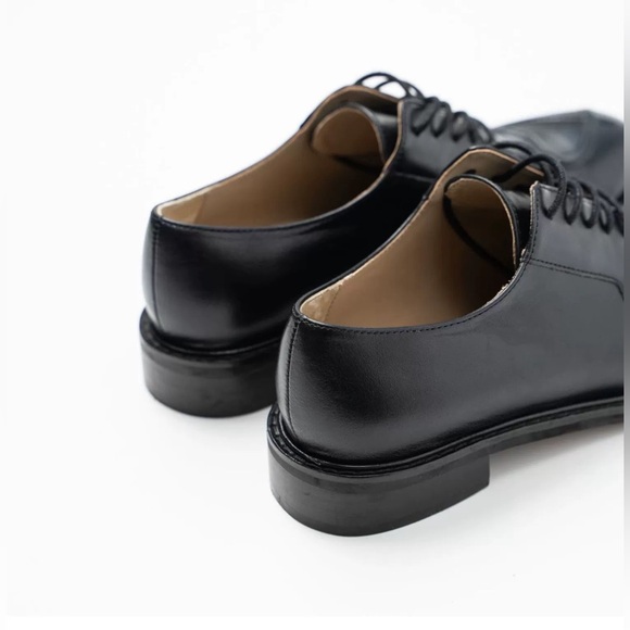 Black Leather Heart Detail Loafers - Picture 3 of 10